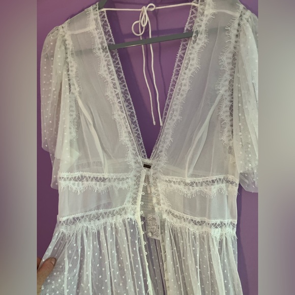 Free People NWT Corset Polka Dot Netting Kimono - Picture 2 of 10